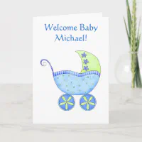 Welcome Baby Boy Name Personalisiert Blue Buggy Karte