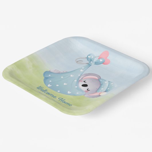 Welcome Baby Boy Pappteller (Gewinkelt)