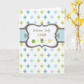 Welcome Baby Boy Personalisiert Name Karte (Gelbe Blume)