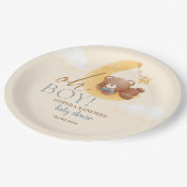 Welcome Baby Boy! Teddy Bear Party Pappteller (Schrägansicht)