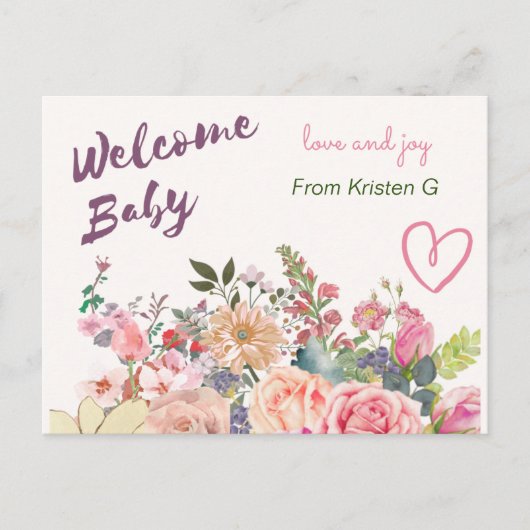 Welcome Baby Card for Baby Gift Postkarte (Vorderseite)