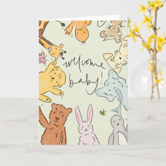 Welcome Baby Card Karte (Gelbe Blume)