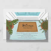 Welcome Baby Door Mat Blue Boy Baby Dusche Einladung (Vorderseite)