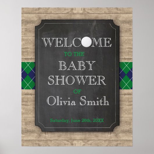 Welcome Baby Dusche Schildkröte Golf Poster (Vorne)
