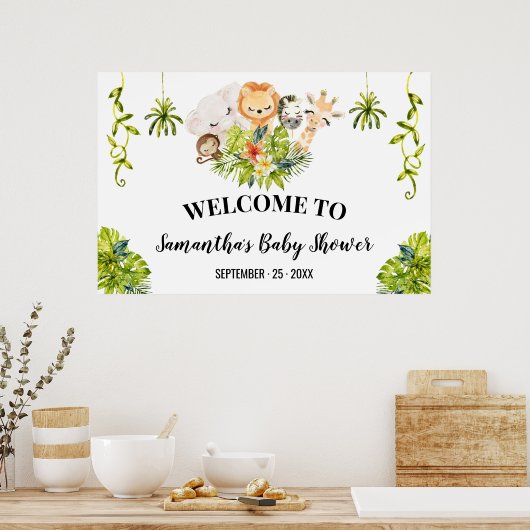 Welcome Baby Duwer Jungle Wild Zoo Animals Poster (Küche)