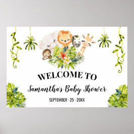 Welcome Baby Duwer Jungle Wild Zoo Animals Poster