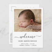 Welcome Baby Foto Minimalistisch Birth Ankündigungspostkarte (Vorne/Hinten)