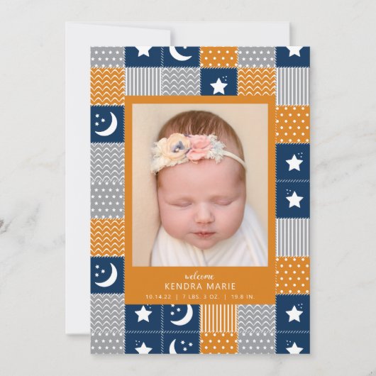 WELCOME BABY | Geburtsankündigung von Moon & Stars Ankündigung (Vorderseite)