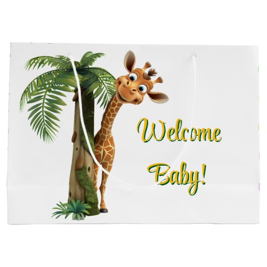 Welcome Baby Giraffe Große Geschenktüte (Rückseite)