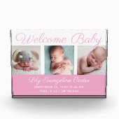 Welcome Baby Girl 3 Foto Hübsch Pink Script (Vorderseite)