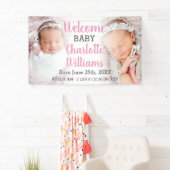 Welcome Baby Girl Ankündigung 2 Foto Banner (Insitu)