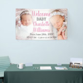 Welcome Baby Girl Ankündigung 2 Foto Banner (Messeveranstaltung)