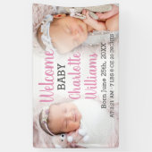 Welcome Baby Girl Ankündigung 2 Foto Banner (Vertikal)