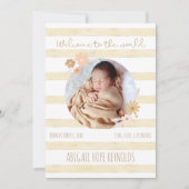 Welcome Baby Girl Birth Photo Announcement (Vorderseite)