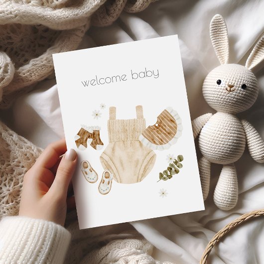Welcome Baby Girl Boho Glückwunschkarte Karte