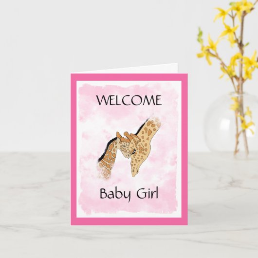 WELCOME Baby Girl Card Karte (Gelbe Blume)