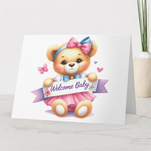 Welcome Baby Girl Card Karte (Vorderseite)