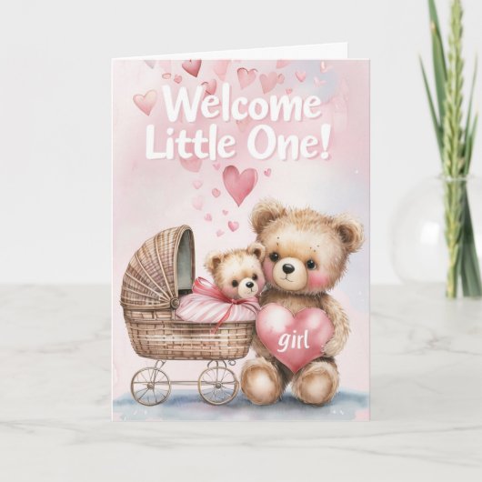 Welcome Baby Girl Card Karte (Vorderseite)