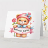 Welcome Baby Girl Card Karte (Gelbe Blume)