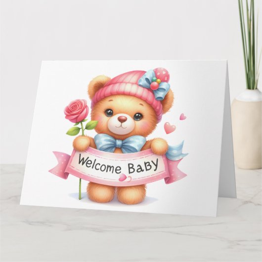 Welcome Baby Girl Card Karte (Vorderseite)