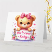 Welcome Baby Girl Card Karte (Gelbe Blume)
