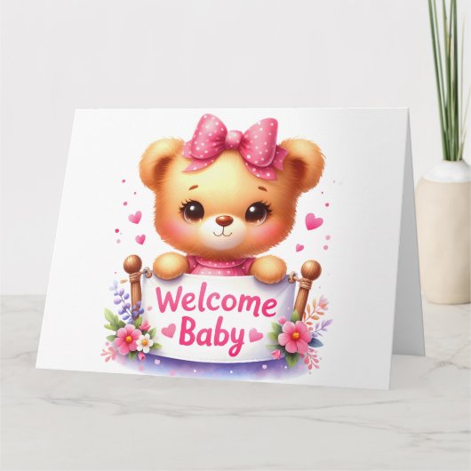 Welcome Baby Girl Card Karte (Vorderseite)