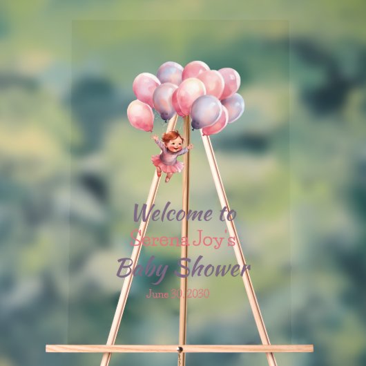 Welcome Baby Girl Duschballons Acrylschild (Neutral)