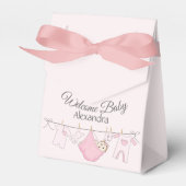 Welcome Baby Girl Dusche in Grau und Rosa Geschenkschachtel (Vorderseite)