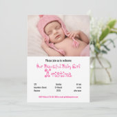 Welcome Baby Girl Duwer Foto Party Einladung (Stehend Vorderseite)
