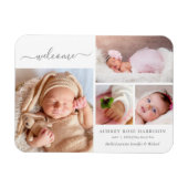 Welcome Baby Girl Foto Collage Geburtserklärung Magnet (Horizontal)