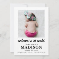 Welcome Baby Girl Foto Geburtserklärung