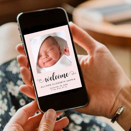 Welcome Baby Girl Fotos Birth Ankündigung