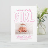 Welcome Baby Girl | Geburtsankündigung Ankündigung (Stehend Vorderseite)