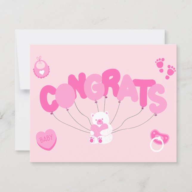 Welcome Baby Girl - Glückwunschs Card (Vorderseite)