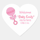 Welcome Baby Girl Heart Sticker (Vorderseite)