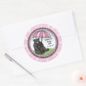 Welcome Baby Girl Mama Bear and Cube Personalisier Runder Aufkleber (Umschlag)