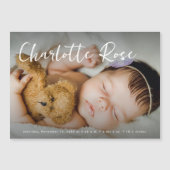 Welcome Baby Girl Modernes Custom Foto Stats Magnetkarte (Vorderseite)