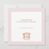 Welcome Baby Girl Name Personalisiert Pink Bear Ca (Rückseite)