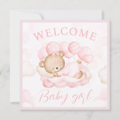 Welcome Baby Girl Name Personalisiert Pink Bear Ca (Vorderseite)