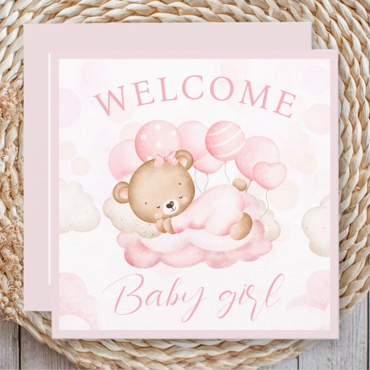 Welcome Baby Girl Name Personalisiert Pink Bear Ca