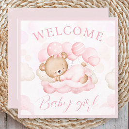Welcome Baby Girl Name Personalisiert Pink Bear Ca