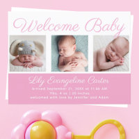 Welcome Baby Girl Neugeborenes Foto Hübsch Pink