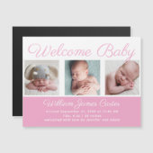Welcome Baby Girl Neugeborenes Foto Pink Magnet (Vorne/Hinten)