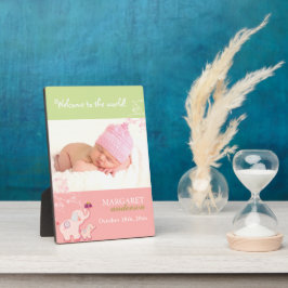 Welcome Baby Girl Niedlich Pink Elephant Baby Foto Fotoplatte