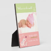 Welcome Baby Girl Niedlich Pink Elephant Baby Foto Fotoplatte (Seite)
