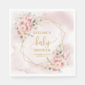 Welcome Baby Girl pastellrosa Glitzer Servietten (Vorderseite)