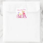 Welcome Baby Girl Quadratischer Aufkleber (Tasche)