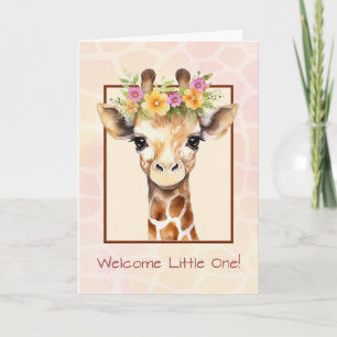 Welcome Baby Girl Sweet Safari Jungle Giraffe Karte