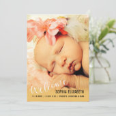 Welcome Baby Girl Vertical Foto Ankündigung (Stehend Vorderseite)