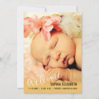 Welcome Baby Girl Vertical Foto Ankündigung